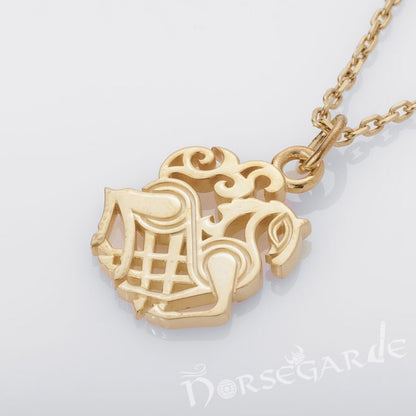 Handcrafted Miniature Sleipnir Pendant - Gold