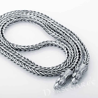 Handcrafted Wheat Chain with Wolves - Sterling Silver