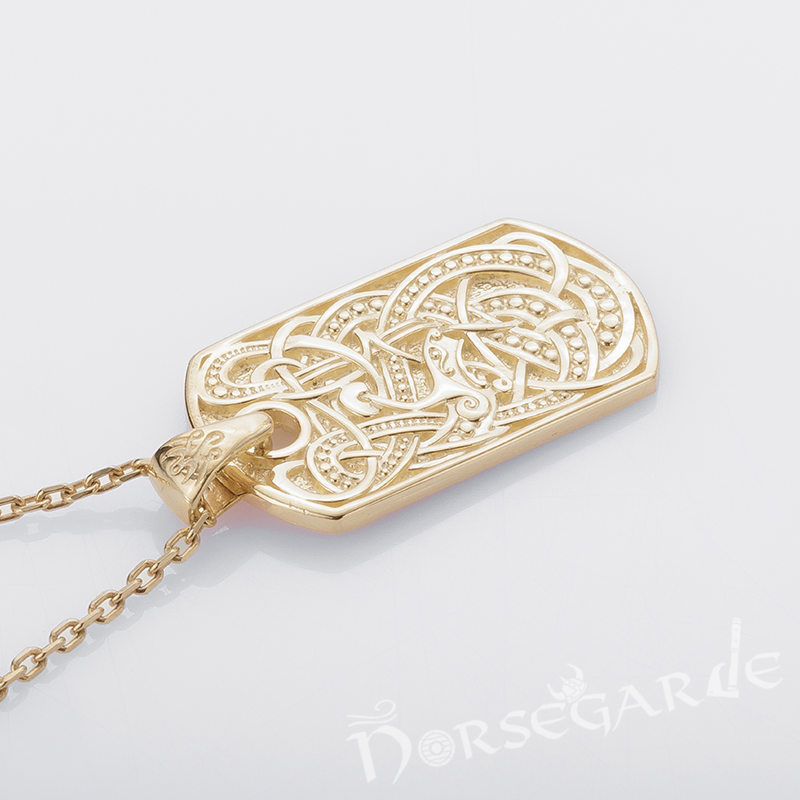 Handcrafted Urnes Ornament Pendant - Gold