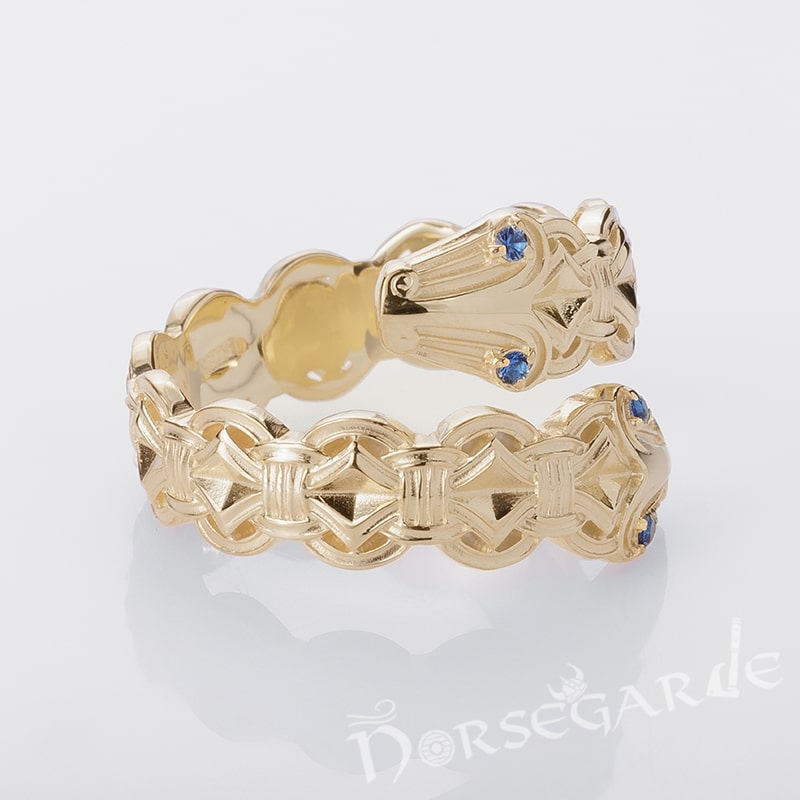Handcrafted Jormungandr Gemmed Band - Gold with Sapphire