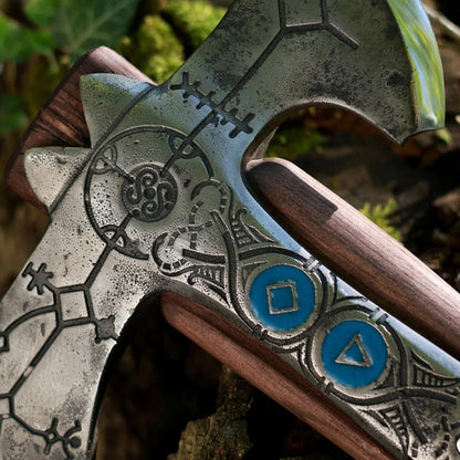 Handforged Leviathan Decorated Replica Axe - Black