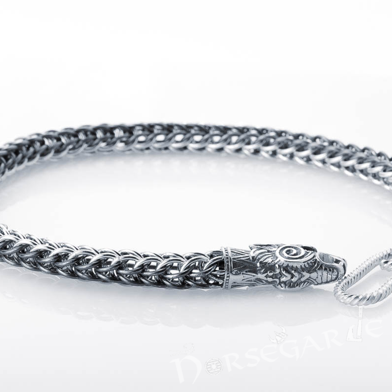 Handcrafted Heavy Weave Wolf Bracelet - Sterling Silver