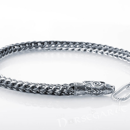 Handcrafted Heavy Weave Wolf Bracelet - Sterling Silver