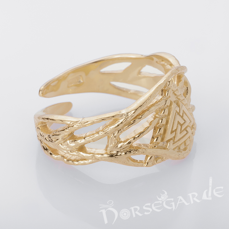 Handcrafted Brambles Valknut Band - Gold