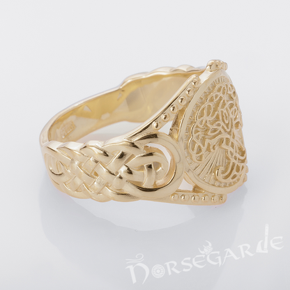 Handcrafted Yggdrasil Braid Ornament Ring - Gold