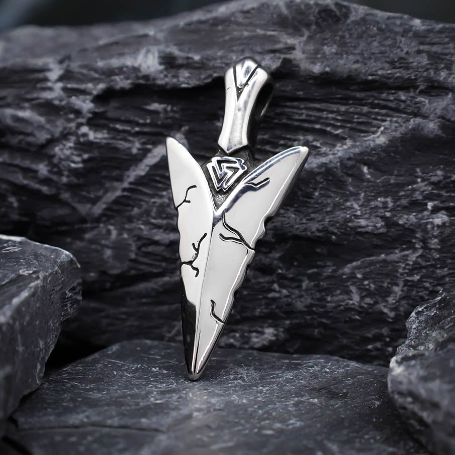 Valknut Gungnir Spearhead Necklace - Stainless Steel