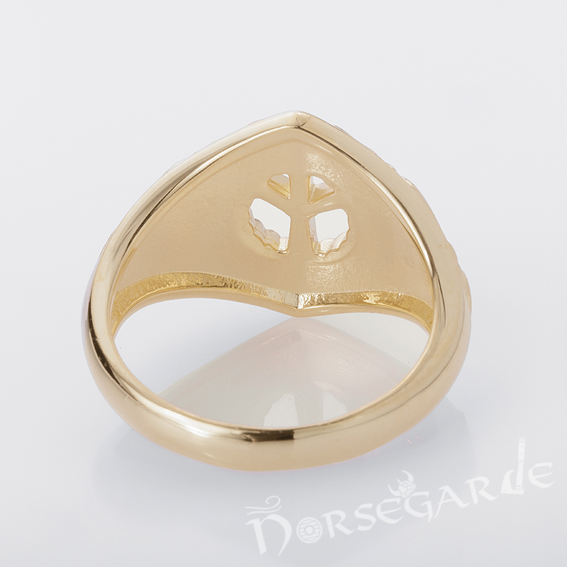 Handcrafted Celtic Algiz Ring - Gold