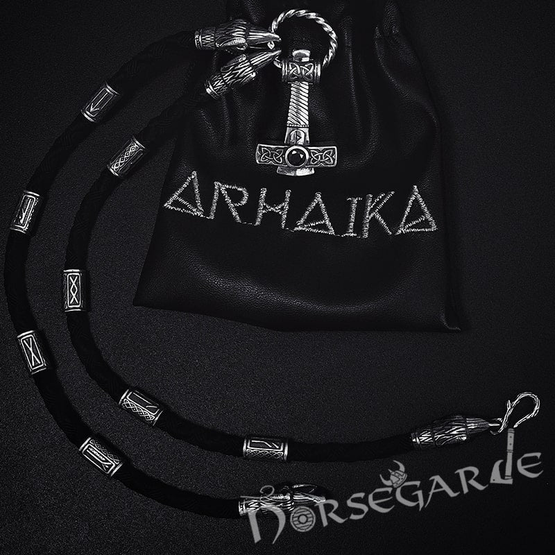 Handcrafted Ravens Necklace with Mjölnir - Sterling Silver