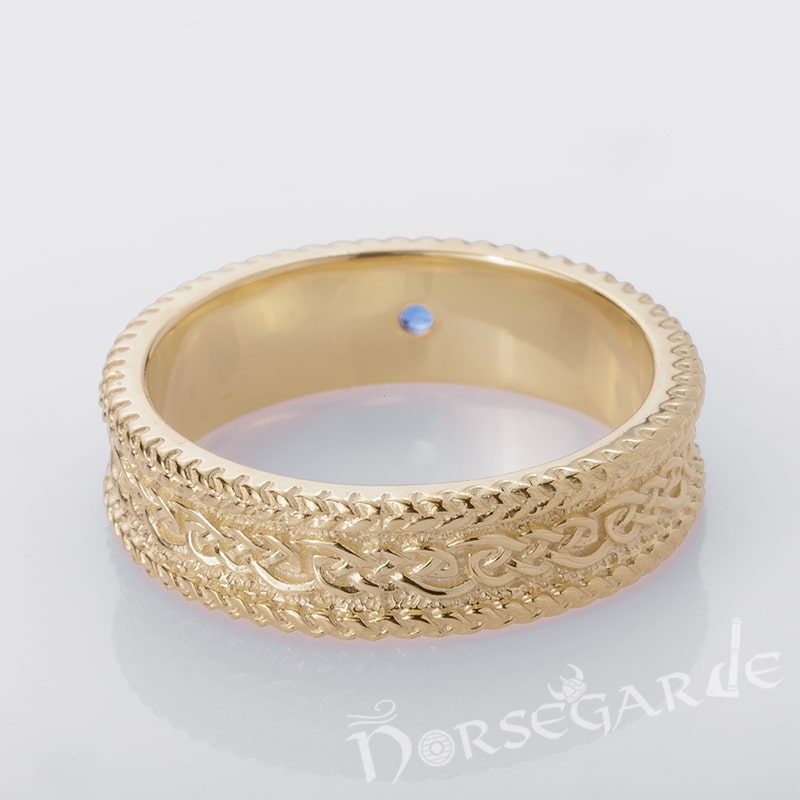 Handcrafted Endless Knot Band - Gold with Sapphire