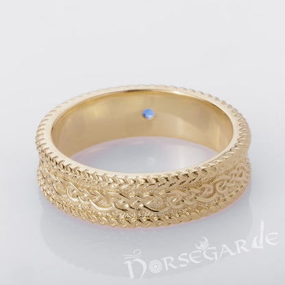 Handcrafted Endless Knot Band - Gold with Sapphire