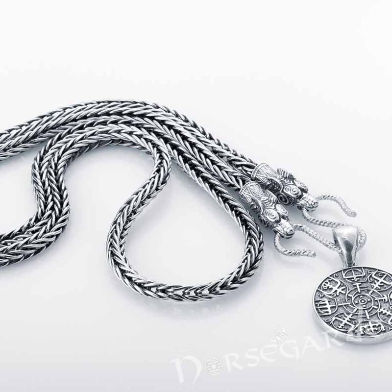 Handcrafted Wheat Chain with Wolves - Sterling Silver