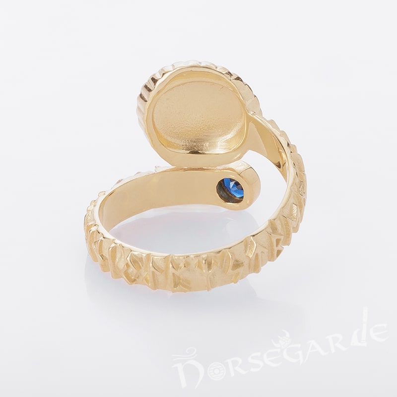 Handcrafted Vegvisir Ouroboros Band - Gold with Sapphire