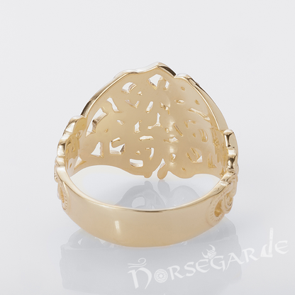 Handcrafted Urnes Art Ring - Gold