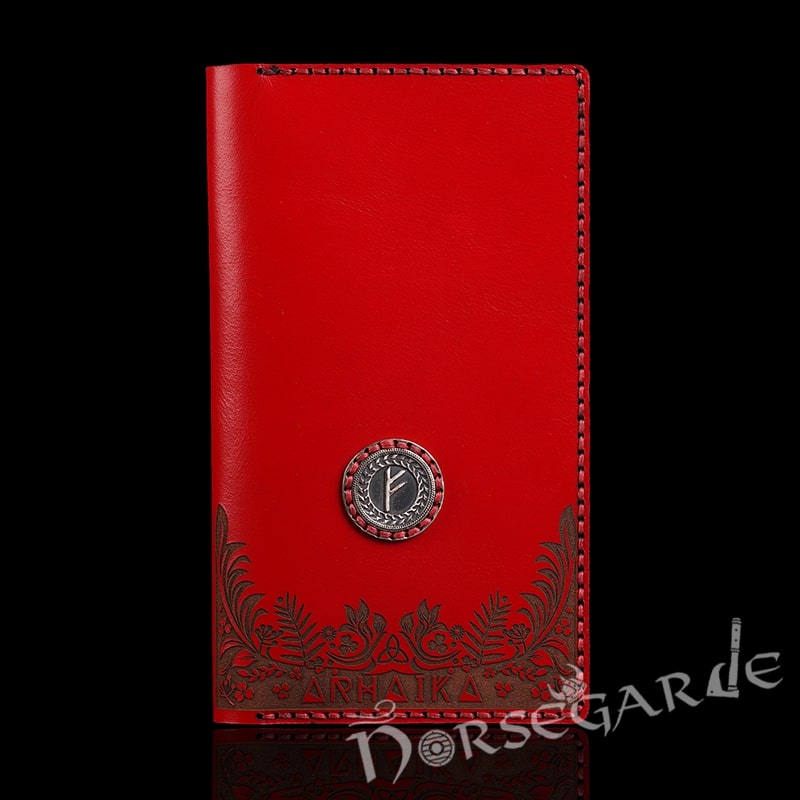 Handcrafted Leather Wallet 'Fehu' - Red