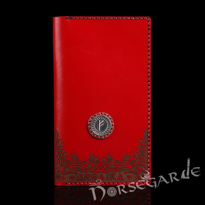 Handcrafted Leather Wallet 'Fehu' - Red