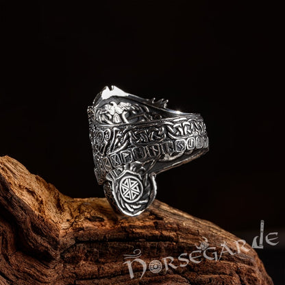 Handcrafted Odin the Allfather Ring - Sterling Silver