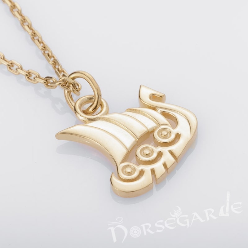 Handcrafted Miniature Drakkar Pendant - Gold