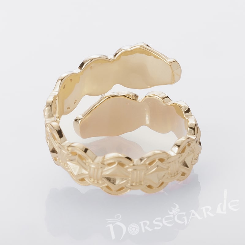 Handcrafted Jormungandr Gemmed Band - Gold with Sapphire