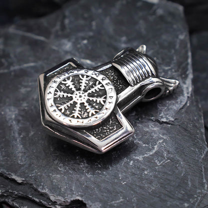 Odin and Cross Mjolnir - Stainless Steel