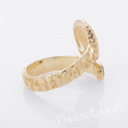 Handcrafted Vegvisir Ouroboros Band - Gold with Sapphire