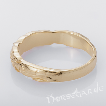 Handcrafted Clashed Ravens Band - Gold