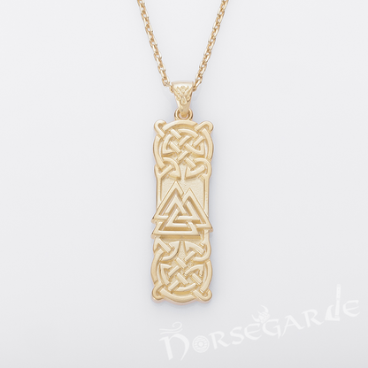 Handcrafted Celtic Pattern & Valknut Pendant - Gold