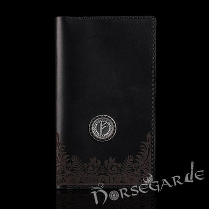 Handcrafted Leather Wallet 'Fehu' - Black