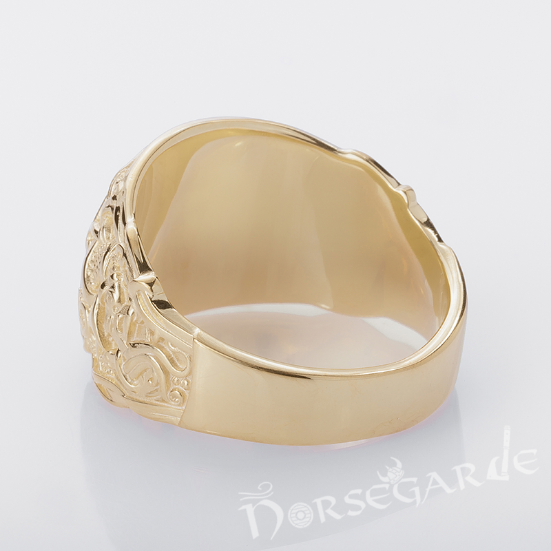 Handcrafted Vegvisir Rune Mammen Style Ring - Gold