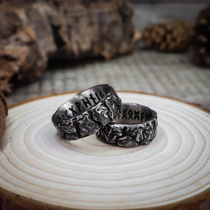 Runic Ancient Bark Ring - Stainless Steel