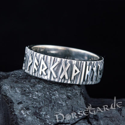 Handcrafted Slim Elder Futhark Runic Band - Sterling Silver