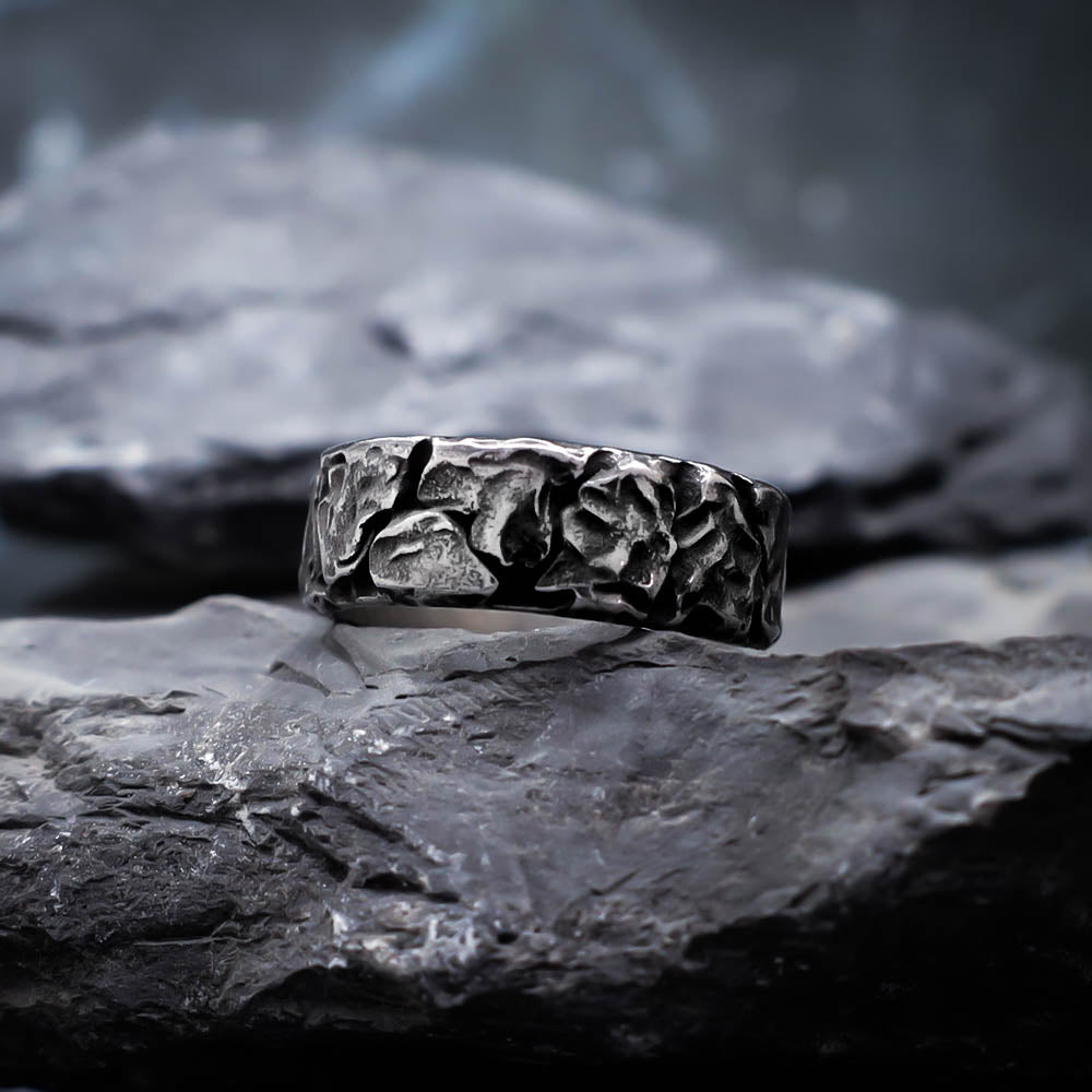 Runic Ancient Bark Ring - Stainless Steel