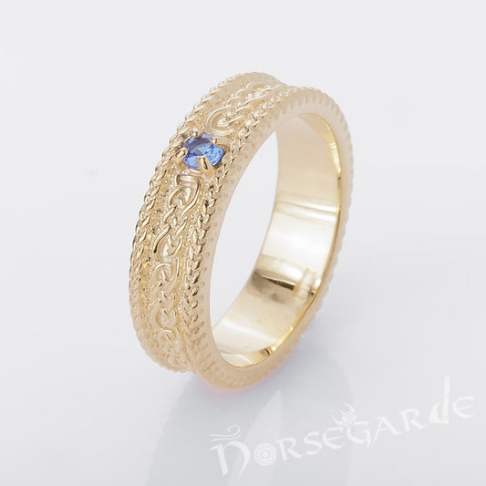 Handcrafted Endless Knot Band - Gold with Sapphire