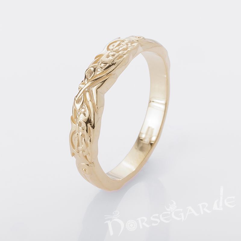 Handcrafted Clashed Ravens Band - Gold