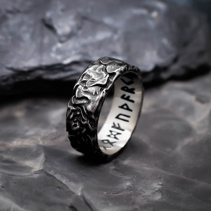 Runic Ancient Bark Ring - Stainless Steel