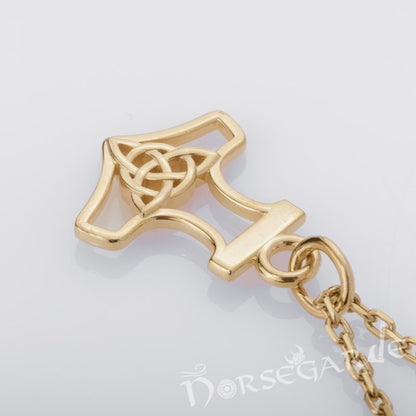 Handcrafted Miniature Thor's Hammer Pendant - Gold