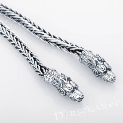 Handcrafted Wheat Chain with Wolves - Sterling Silver