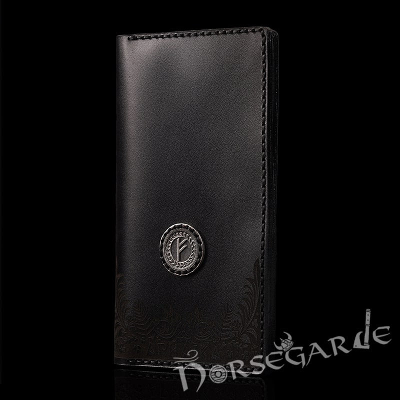 Handcrafted Leather Wallet 'Fehu' - Black