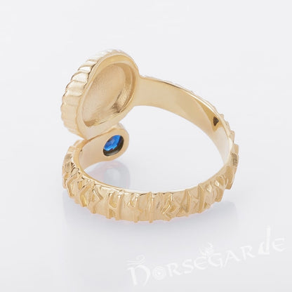 Handcrafted Vegvisir Ouroboros Band - Gold with Sapphire