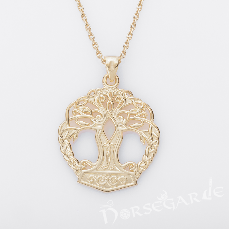 Handcrafted Yggdrasil Mjölnir Pendant - Gold