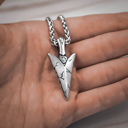 Valknut Gungnir Spearhead Necklace - Stainless Steel