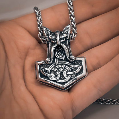 Odin and Celtic Ornament Mjolnir - Stainless Steel