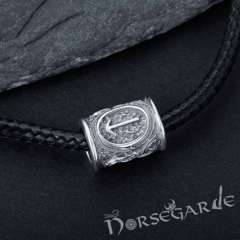 Handcrafted Runic Bead for Hair or Beard - Sterling Silver