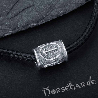Handcrafted Runic Bead for Hair or Beard - Sterling Silver