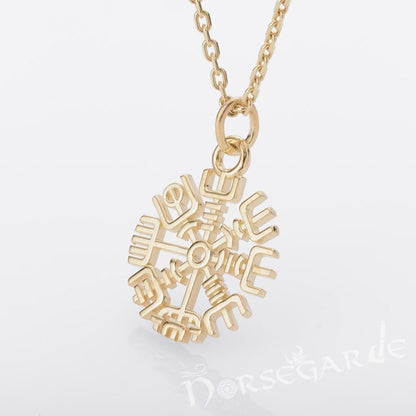 Handcrafted Miniature Vegvisir Pendant - Gold