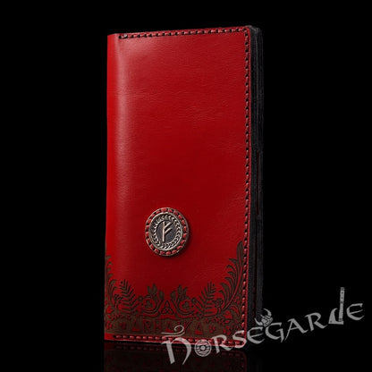 Handcrafted Leather Wallet 'Fehu' - Red