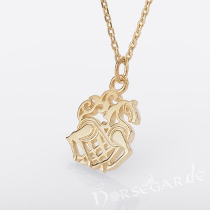 Handcrafted Miniature Sleipnir Pendant - Gold