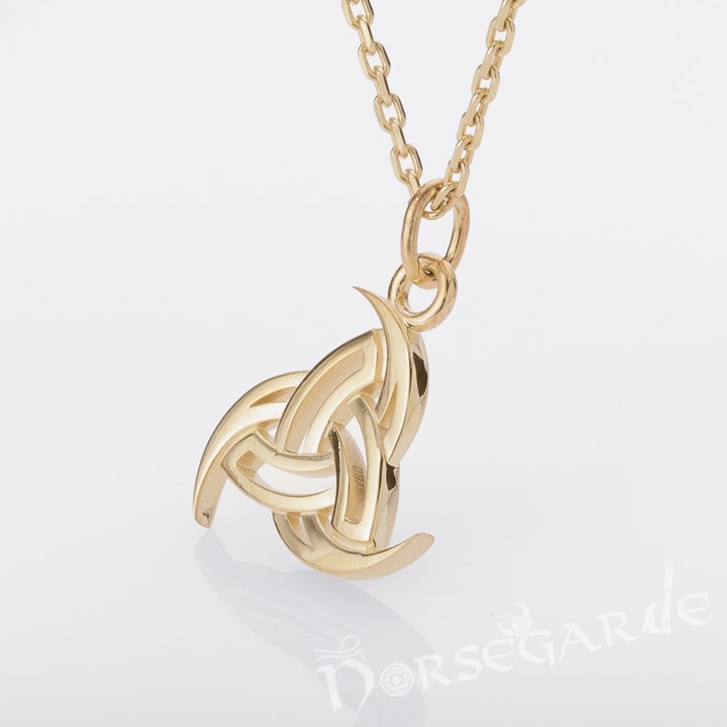 Handcrafted Miniature Horn Triskelion Pendant - Gold