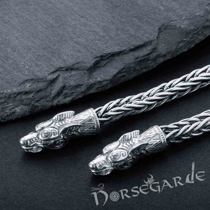 Handcrafted Wheat Chain with Wolves - Sterling Silver