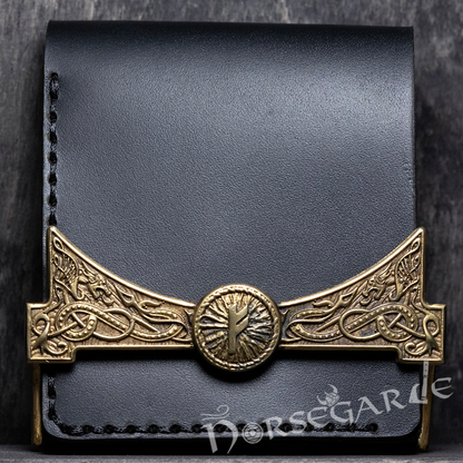 Handcrafted Foldable Leather Wallet 'Fehu' - Black