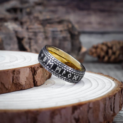 Textured Runic Heritage Ring - Stainless Steel